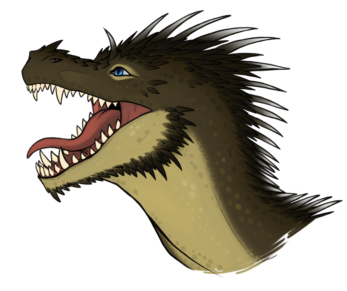 Dragon Ahndeleck's head with a happy expression'